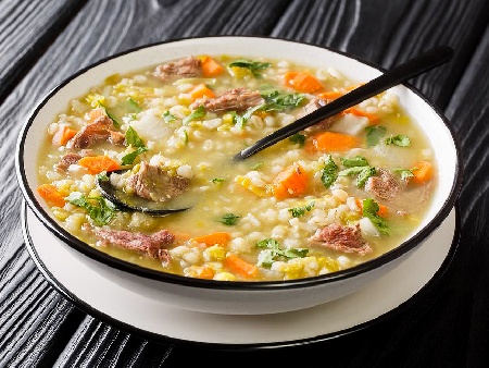 Супа с телешко месо, ечемик и зеленчуци - снимка на рецептата